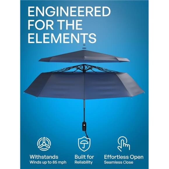 Travel Umbrella Compact Automatic Folding Lightweight Rain Windproof  Umbrella - Picture 2 of 7